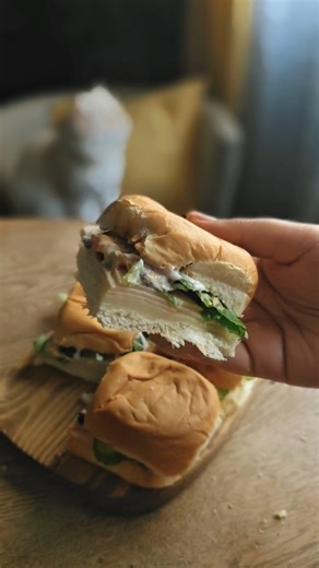 Semiha Mohammed | Made these quick turkey sliders for breakfast, and of course, Moshi had to join me! 🐾💖 You’ll need: Slider buns Smoked turkey... | Instagram