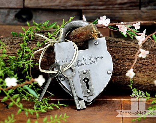 Personalized Custom Hand-forged Love Lock (silver) - Engraved Padlock, Wedding, Gift, Anniversary, Proposal - Etsy