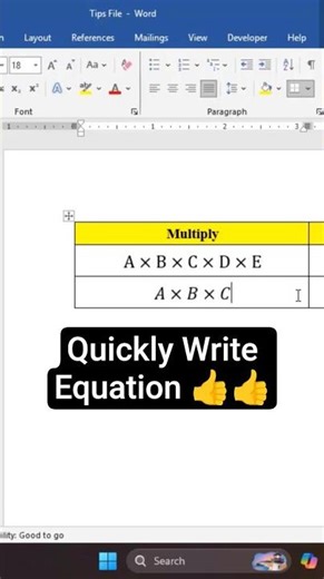 MS Word - Equation Writing (Math)
