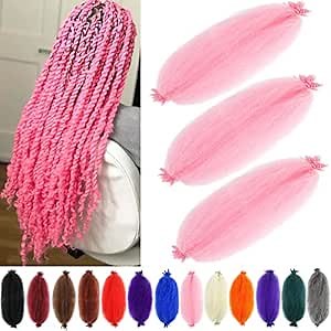 Amazon.com : Springy Afro Twist Hair Crochet Braiding Hair (16 Inch (Pack of 3), Pink) … : Beauty & Personal Care