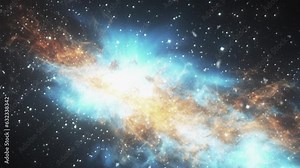 Cosmic background video. Stars, galaxy and cosmic dust.