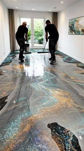 Modern Epoxy Flooring with Cosmic Galaxy Design #epoxy #interiordesign #homedesign