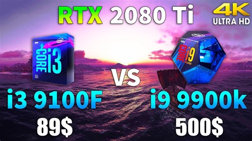 i3 9100F vs i9 9900K in 4K (RTX 2080 Ti)