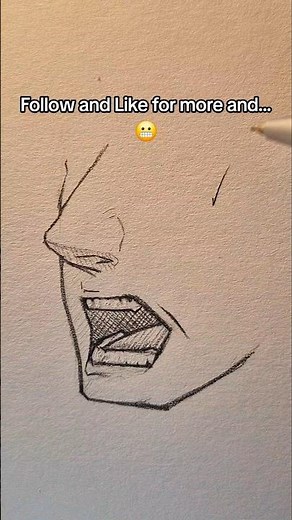 How to draw open mouth (in perspective) #howtodraw #mouth #animedrawing #drawingtutorial #shorts