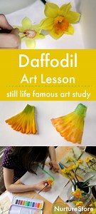 Daffodil art lesson :: still life painting for children - NurtureStore