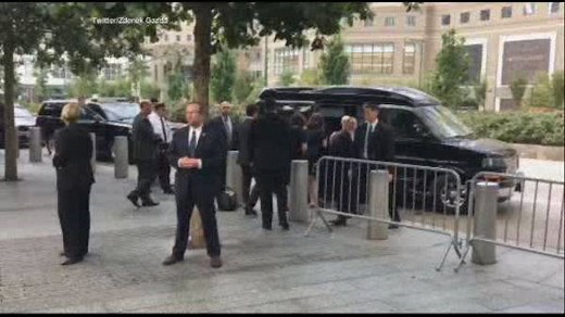 Video shows Hillary Clinton appearing to faint before getting into her van Sunday morning. Her campaign says she left the 9/11 ceremony early because she was feeling "overheated." She later left her daughter's apartment telling reporters she was "feeling great." Video courtesy Zdenek Gazda twitter | ABC7NY