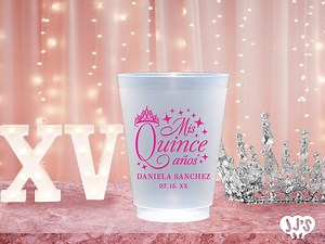 Personalized Quinceanera Cups: Mis Quince Custom Frosted Cups - Etsy