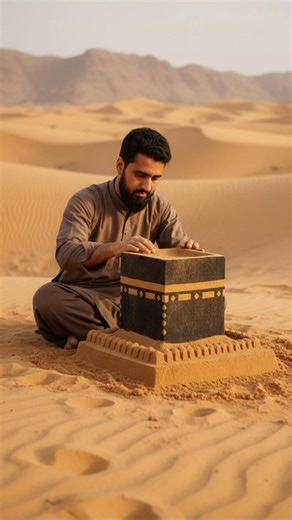 Building a Kaaba Model from Desert Sand 🏜️✨
