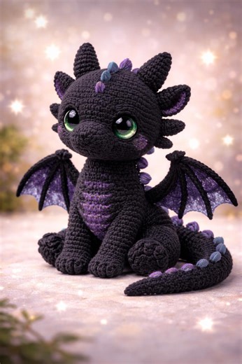 Fury the Night Dragon Crochet Pattern: Amigurumi Plushie (PDF Pattern) - Etsy