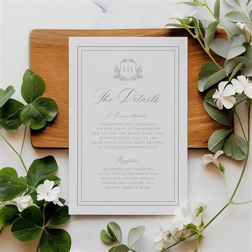 Ivory Wedding Details Card Template, Classic Calligraphy Insert, Double Sided (digital) - Etsy
