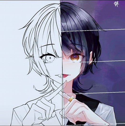 塗り絵イラスト: 半分ずつ色塗りの楽しさ