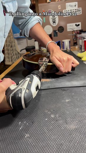 Part 2 of last week’s Working Wednesday! Liz is installing a K&K pickup in a Mandolin! #workingwednesday #pickupinstallation #mandolin #guitartech #bluegrass | The Acoustic Shoppe