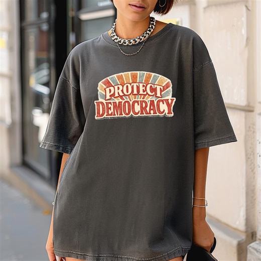 Protect Democracy Shirt – Vintage Protest Tee, Retro 70s Activist T-shirt, Political Graphic Shirt - Etsy