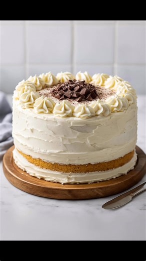 Classic Vanilla Layer Cake With Buttercream & Chocolate Topping ⭐...