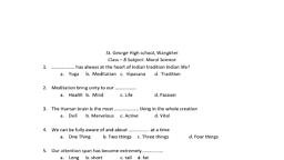 Moral Science - Moral Science - MCQ Test - Teachmint