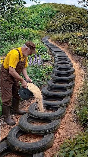 He Recycled ♻️ tyres 🛞 🌿 into a staircase!