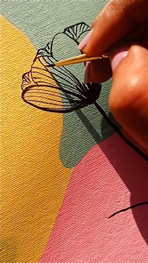 Flower Line Art Drawing Process | Simple & Calm Art | Flower drawing tutorial