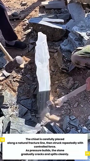 ‎Precision Stone Splitting Technique Using Chisel 🔨🪨 #Shorts