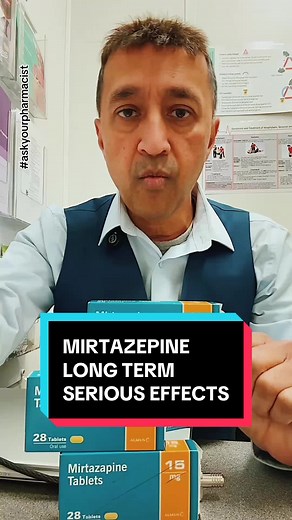 MIRTAZEPINE SERIOUS SIDE EFFECTS Serious side effects of mirtazapine are rare and happen in less than 1 in 10,000 people. Call your doctor or call 111 straight away if: * you get severe pain in your stomach or back, and nausea – these can be signs of inflammation of the pancreas (pancreatitis) * you have constant headaches, long-lasting confusion or weakness, or frequent muscle cramps – these can be signs of low sodium levels in your blood * the whites of your eyes turn yellow, or your skin turn