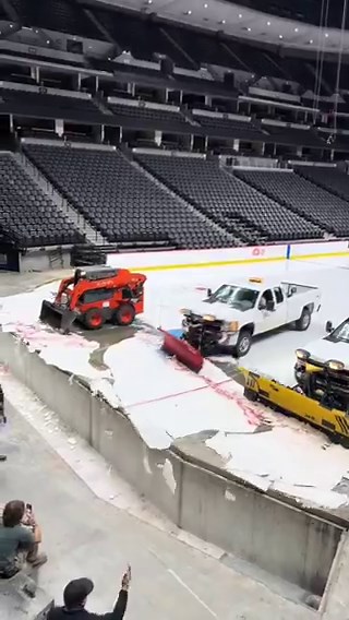 What happens when hockey season ends, and they don't need the ice surface over the summer? Do you know how it's removed? This is how Ball Arena, where the Colorado Avalanche play their NHL games, removes their ice surface.