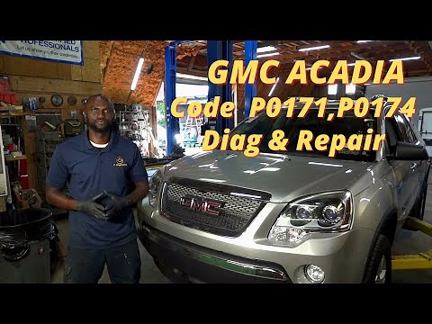 GMC ACADIA Check Engine Light On! P0171, P0171 & P0300 DTCs, System Too Lean Bank 1 Diag & Repair