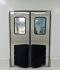 [Hot Item] Commercial Supermarket Pharmaceutical Warehouse Interior ABS Plastic Airtight Crash Bump Impact Metal Swinging Traffic Steel Doors
