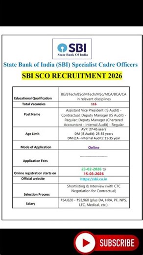 SBI SCO Recruitment 2026 | New Vacancy 2026 | Job Journey #shorts #sarkarinaukri #jobs2026