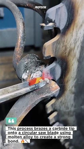 Carbide Tip Brazing on Circular Saw Blade #metalworking #manufacturing #engineering