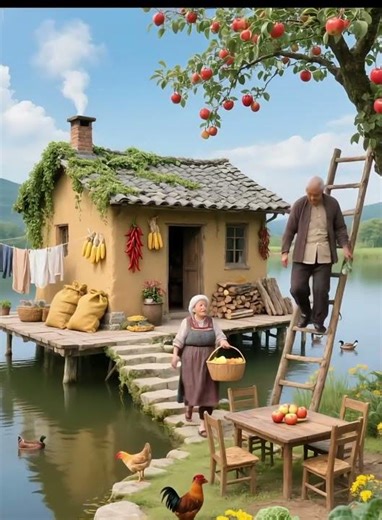 Lakeside Apple Day | Warm Chimney, Wooden Ladder, Quacking Companions #VillageLife #PeacefulMoments