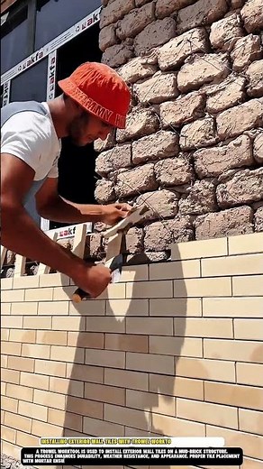 Installing exterior wall tiles with trowel Worktool for strong finish