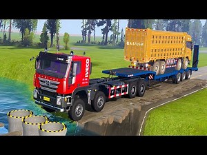 Spintires Mudrunner Gameplay | Truck vs Extreme Broken Road with Speed Bumps #mudrunner