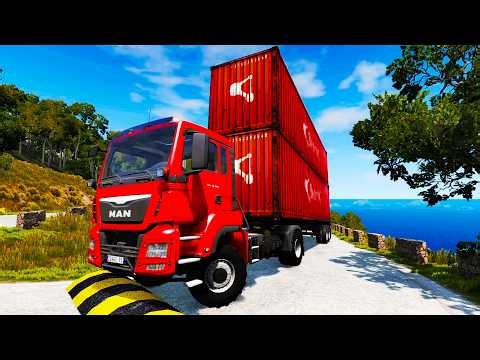Trucks vs Upside Down Speed Bumps | BeamNG.DRIVE