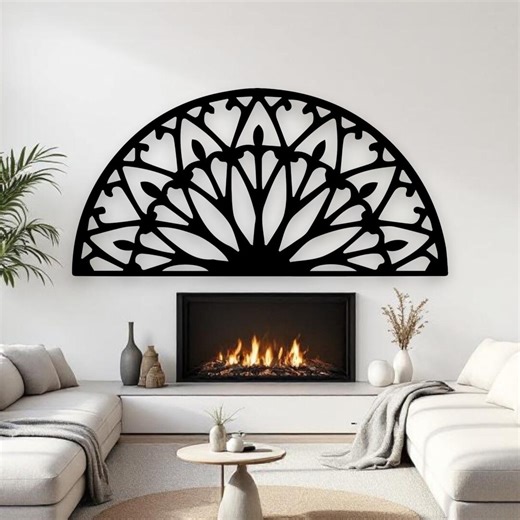 Half Moon Mandala Metal Wall Art – Boho Floral Mandala Wall Décor – Decorative Black Metal Wall Sculpture – Statement Headboard Wall Accent - Etsy