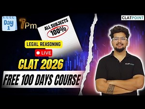 Lecture 1: 100 Days Free Online Classes for CLAT 2026 - Legal Reasoning | CLAT POINT | CLAT 2026
