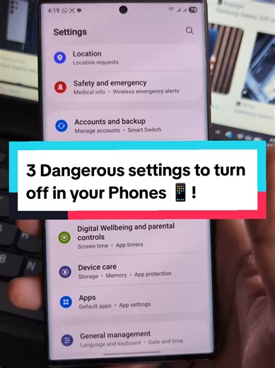 3 Dangerous settings to turn off in your Phones 📱! First go to settings and follow me step by step. Turn of Location permission. #android #settings #location #privacy #learnontiktok
