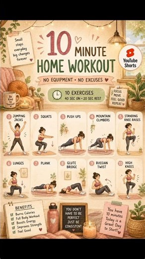10 Minute Home Workout #healthyfood #subscribe #nutritiontips #homeworkout #viral