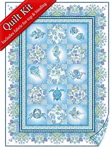 QUILT KIT | "wonders of the Ocean" in the Beginning Fabrics | Fish, Seahorse, Crab, Turtle, Shell, Jellyfish | Quilt Panel | Limited Qty - Etsy
