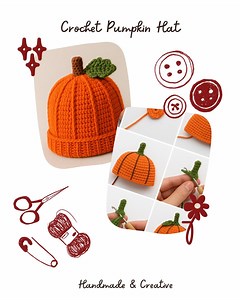 Handmade Crochet Pumpkin Hat Guide: Step-by-step DIY Tutorial for Cozy Autumn Hats. - Etsy