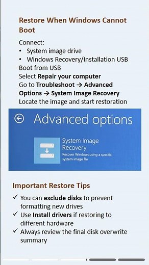 How to restore Windows from a system image backup step by step. #windows #restore