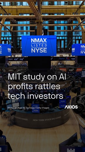 8.1K views · 42 reactions | Wall Street’s biggest fear was validated by a recent MIT study indicating that 95% of organizations studied get zero return on their AI investment. WHY IT MATTERS: Investors have put up with record AI spend from tech companies because they expect record returns, eventually. This study calls those returns into question, which could be an existential risk for a market that’s overly tied to the AI narrative. | Axios | Facebook