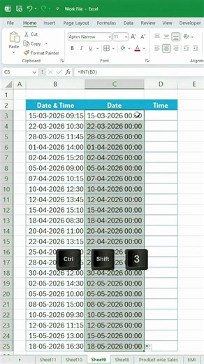 Split Date & Time in Excel in 5 Seconds 🤯 | No Manual Work!