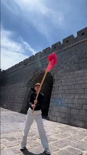 "Kung Fu Master with Long Spear 🤯 Lightning-Fast Qiang Skills!" #kungfu