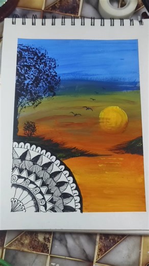 sunset scenery with mandala art 🎨#shorts #drawing #viral #trending #art #mandala