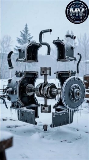 Frozen Engine Breakdown ❄️🔥 Inside Mechanical Power in Extreme Cold | Machineverse Studio