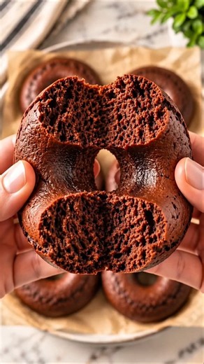 Chocolatey baked donuts made with just 3 simple ingredients 🍫🍩