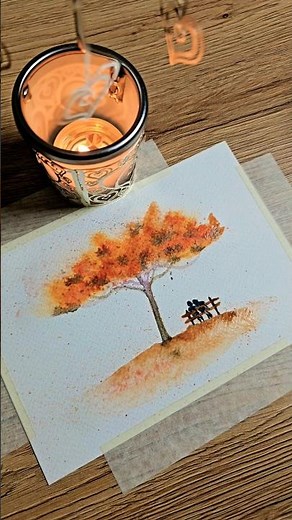 Relax Under the Tree #aquarelle #watercolorpainting #watercolor #paintinglover #treepainting #tree