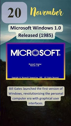 20 nov_Microsoft Windows 1.0 Released (1985)#world #archive #history #dailyshorts #shorts#shortvideo