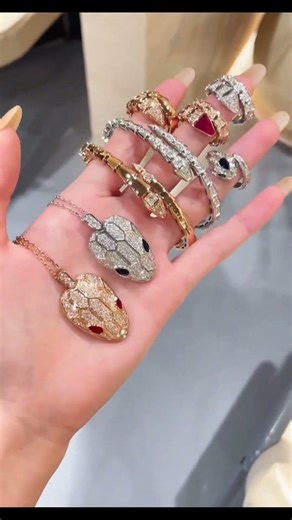 Luxury Serpenti Jewelry Collection 🐍✨ Diamond & Gold Snake Rings Showcase #Shorts