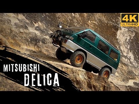 Realistic 1:10 Scale Mitsubishi Delica 4WD Off Road Van #jdm #rccrawler #rc #movie #4k