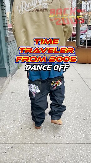 The time traveler challenges ppl to a dance off. | Time Traveler from 2005